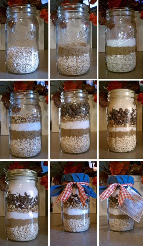 Mason Jar Baking, Mason Jar Mixes, Mason Jar Cookies, Cowboy Cookies, Mason Jar Projects, Mason Jar Meals, Mason Jar Gifts, Meals In A Jar, Edible Gifts