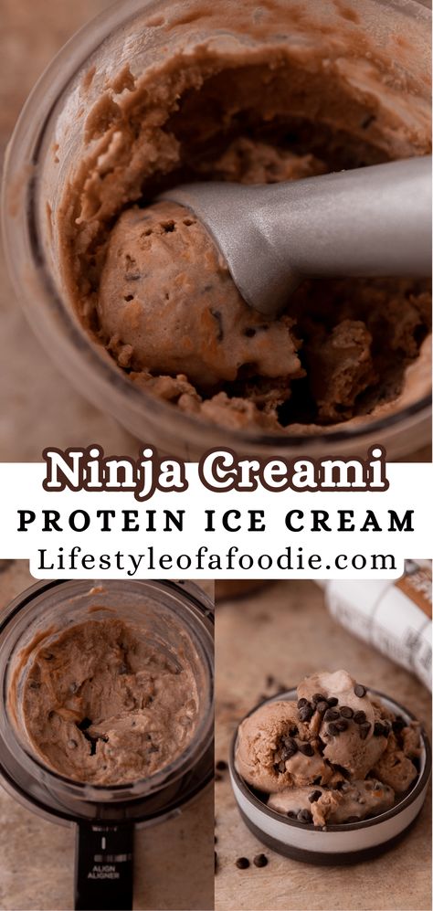 This delicious protein ice cream is made with a protein shake that was frozen and rebounded in the Ninja Creami machine. So delicious and so good for you! Ninja Creami Recipes Low Calorie High Protein, Fair Life Protein Ice Cream, Creami Protein Ice Cream, High Protein Dessert, Protein Ice Cream Recipe, Protein Ice Cream Recipes, Protein Dessert, Batch Recipes, Healthy Ice Cream Recipes