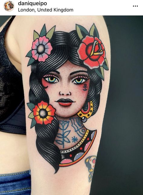 American Traditional Lady Head Tattoo, American Traditional Lady Head, Traditional Tattoo Lady, Tattoo Woman Face, Tattoo Of A Woman, Traditional Tattoo Woman Face, Traditional Tattoo Outline, Traditional Tattoo Woman, Tattoos Cute