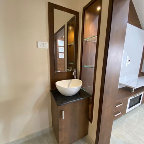 Small Wash Basin In Dining Area Modern, Washbasin Design In Hall Indian, Washbasin Design In Hall, Dining Hall Wash Basin Design, Wash Basin Ideas In Hall, Dry Balcony, Table Chairs Design, Washroom Interior, Washroom Designs