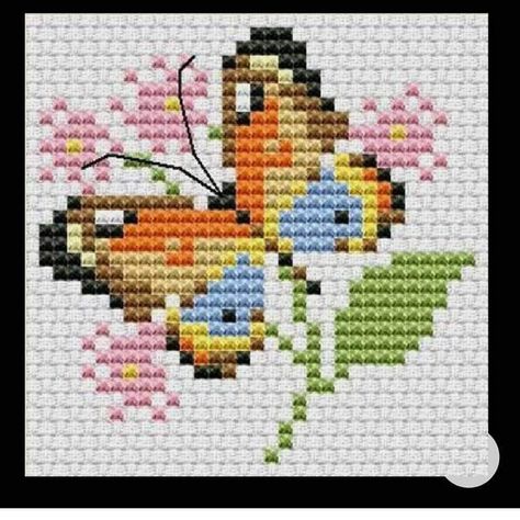 Birds Cross Stitch Pattern Free, Cross Stitch Butterfly, Stitch Butterfly, Butterfly Cross Stitch Pattern, Butterfly Cross Stitch, Pola Kristik, Cross Stitch Bird, Mini Cross Stitch, Cross Stitch Cards