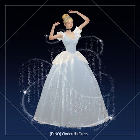 [DINO] Cinderella Dress | DINO on Patreon Sims 4 Cinderella, Sims 4 Disney Princess Cc, Sims Disney, Disney Princess Challenge, Sims 4 Wedding Dress, 4 Princess, Disney Challenge, Sims Clothes, Sims 4 Anime