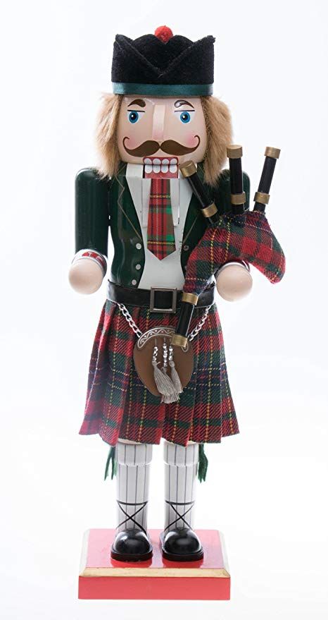 Clever Creations Scottish Wooden Collectible Nutcracker Wearing Scottish Kilt, Green Coat, and Plaid Hat with Bagpipes | Festive Decor | Perfect for Shelves and Tables | 100% Wood | 14" Tall: Amazon.ca: Home & Kitchen Nutcracker Figures, St Patricks Crafts, Wooden Nutcracker, Plaid Hats, Tartan Christmas, Scottish Kilts, Xmas Deco, Cross Stitch Christmas Ornaments, Festive Holiday Decor