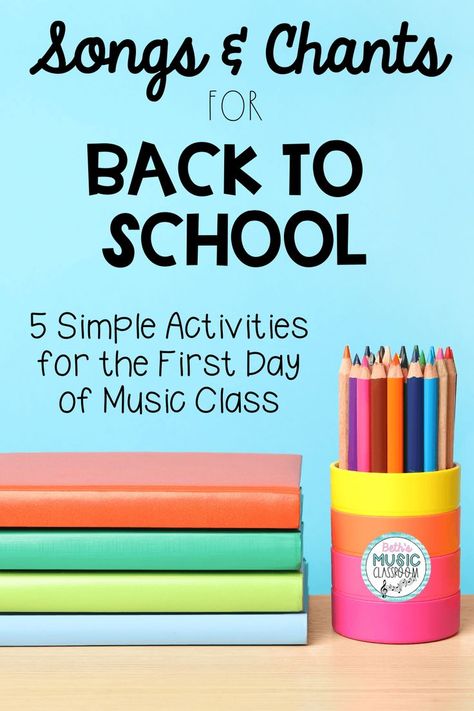 First Day Of School Songs Highschool, Back To School Songs, Kindergarten Music Class, Preschool Music Activities, Elementary Music Activities, General Music Classroom, Music Class Activities, Kindergarten Music, Elementary Music Class