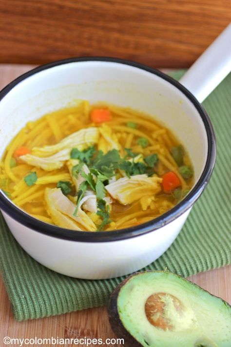 Chicken Noodle Soup (Sopa de Pollo y Pasta) | My Colombian Recipes Colombian Dishes, Colombian Recipes, Chicken Soups, Soups Recipes, Colombian Food, Pasta Soup, Chicken Noodle Soup, Chicken Noodle, Chicken Soup