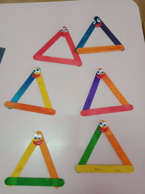 Triangle Preschool Crafts, Triangle Art For Toddlers, Triangle Shape Activity, Triangle Shape Activities For Preschool, Triangle Activities For Toddlers, Square Crafts For Toddlers, Triangle Crafts Preschool, Triangle Activities For Preschool, Triangle Activity