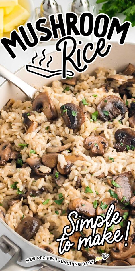 Mushroom Rice Mushroom Rice Casserole, Mushroom Rice Recipes, Baked Bbq Ribs, Flavorful Rice, Risotto Recipes Easy, White Rice Recipes, Rice Side Dish Recipes, Casserole Side Dishes, Yummy Casserole Recipes