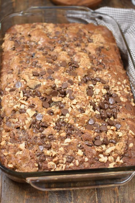 How to make the a moist picnic spice cake with raisins, walnuts, chocolate chips, and a decadent glaze! #cake #recipe #dessertrecipe #desserts #cakerecipe #spicecake #bakeddessert #raisinspicecake #chocolatechipcake #buttermilk #buttermilksyrup #buttermilkicing #vanillaicing #picniccake #crumbcake #snackcake #walnutcake Cake With Raisins, Super Moist Cake, Unusual Cakes, Raisin Cake, Picnic Cake, Glaze Cake, Gooey Cake, Best Cake Ever, Chocolate Chip Cake