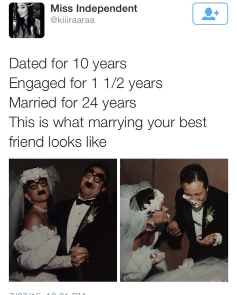 Marrying your best friend Me At My Best Friends Wedding, Marrying Best Friend, Marry Best Friend, Getting Married Funny, Marrying Your Best Friend, My Best Friends Wedding, Buzzfeed Funny, Best Friends Wedding, When Your Best Friend