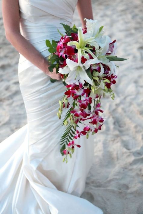 Beach Bouquet, Vintage Bridal Bouquet, Tropical Wedding Bouquets, Orchid Bouquet, Thailand Wedding, Thai Wedding, Cascade Bouquet, Hawaiian Wedding, Hawaii Wedding