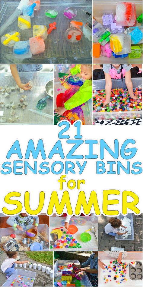 21 Amazing Sensory Bins for Summer – HAPPY TODDLER PLAYTIME Summer Science For Toddlers, Summer Sensory Bins For Toddlers, Summer Sensory Bin Toddlers, Weather Sensory Bin Toddlers, Sensory Bin Summer, Outdoor Sensory Bins, Summer Sensory Bin Ideas, Summer Sensory Bins, Garden Sensory Bin For Toddlers