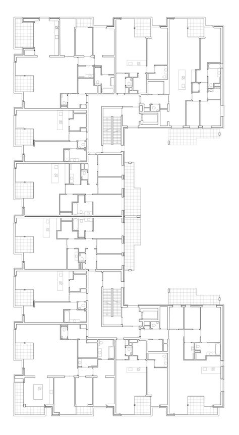 Plans of Apartment Blocks · A collection curated by Divisare Residential Architecture Apartment Floor Plans, Apartment Unit Design, Apartment Block Plan, Apartment Floor Plans Buildings, Block Of Flats Floor Plan, Residential Building Plan Apartments, Residential Tower Plan, Residential Complex Plan, Apartment Plans Layout