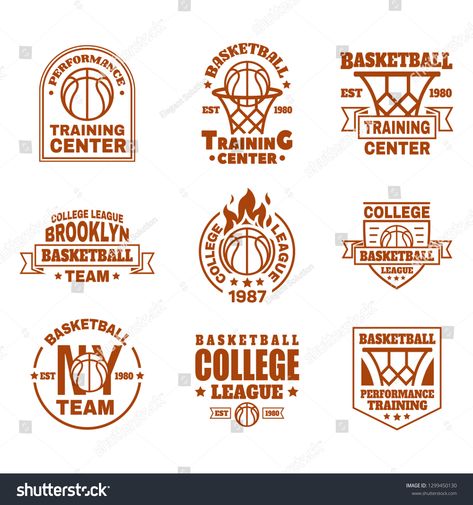 Set of isolated basketball logo. Icons with basket and ball, ribbon and shield for training club or team badge design. New York college team emblem or sport logotype. Branding and streetball theme #Ad , #Affiliate, #ribbon#ball#shield#club New York College, Basketball Team Logo, Basketball Logo Design, Logo Club, Basketball Logo, Sport Logos, Logotype Branding, Team Badge, Basketball Art