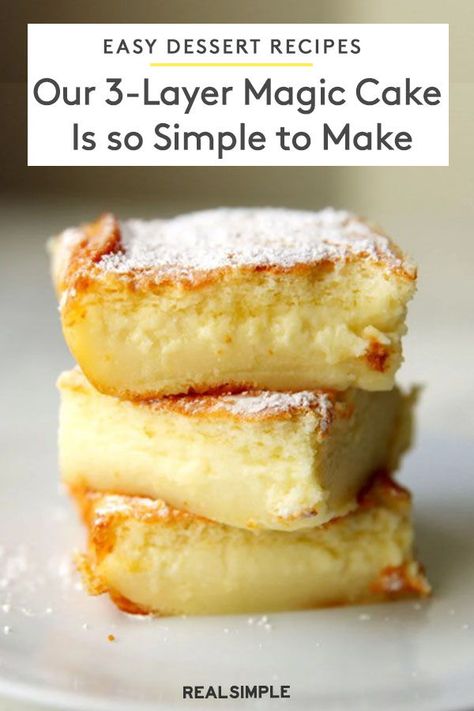 Apple Magic Cake Recipe, Lemon Magic Custard Cake Recipe, Soft And Moist Cake Recipe, The Thing Cake Recipe, Magic Cake Taste Of Home, Magic Layer Cake, 3 Layer Magic Cake Recipe, 3 Recipe Desserts, Not Too Sweet Cake Recipes