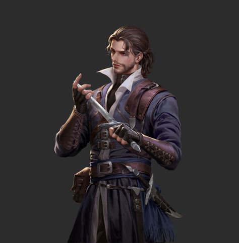 ArtStation - 老 图 , zhen zhen Male Rogue Character Art, Dnd Rogue Male, Dnd Swashbuckler, Rogue Character Design Male, Adventurer Character Design, Swashbuckler Rogue, Zhen Zhen, Dnd Rogue, Rogue Dnd