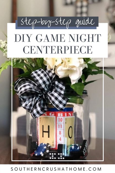 Board Games Centerpieces, Centerpieces For Game Night, Board Game Table Centerpieces, Game Centerpieces, Game Night Table Decorations, Game Theme Rehearsal Dinner, Gameboard Centerpieces, Game Night Centerpiece Ideas, Game Night Centerpieces