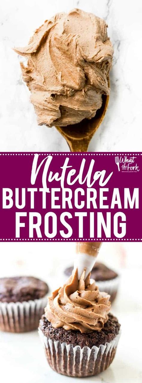 Baking Recipes Cupcakes, Nutella Buttercream Frosting, Cupcakes Amor, Homemade Frosting Recipes, Frost Cupcakes, Chocolate Buttercream Frosting Recipe, How To Make Nutella, Cupcake Frosting Recipes, Nutella Frosting