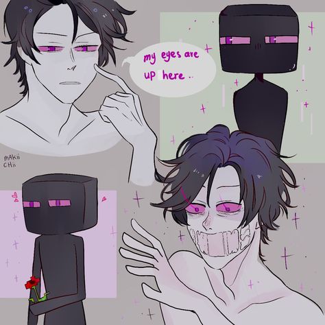 Human Ender Dragon, Mincraft Fanart Mobs, Minecraft Mob Fanart Human, Minecraft As Humans, Human Enderman Fanart, Enderman X Y/n, Minecraft Character Art, Minecraft Human Mobs, My Friendly Neighborhood Game Fanart