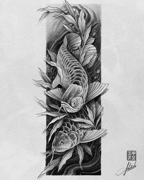 Pez Koi Tattoo, Tato Irezumi, Koi Tattoo Sleeve, Foo Dog Tattoo, Koi Tattoo Design, Japanese Flower Tattoo, Koi Fish Drawing, Japan Tattoo Design, Koi Tattoo