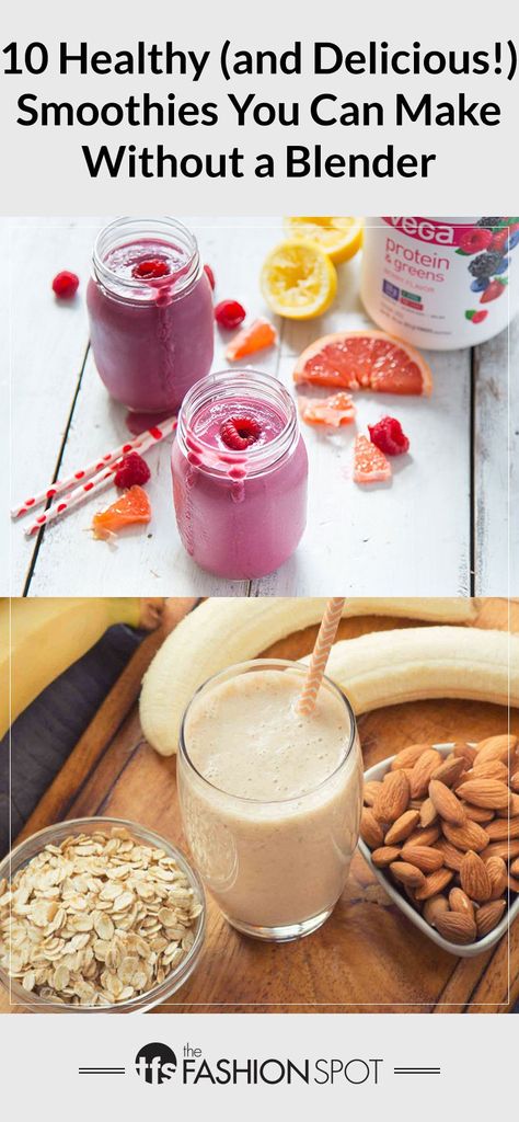 10 Healthy Smoothie Recipes, No Blender Required Peach Smoothie Recipes, Smoothies Vegan, Blender Smoothie, Delicious Smoothies, Best Smoothie, Healthy Smoothie Recipes, Detox Smoothie Recipes, Breakfast Smoothie Recipes, Smoothie Blender