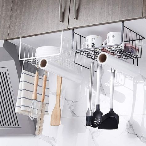 YASEE CHOICE Under Shelf Basket, Under Shelf Wire Basket With Hook Stable Under Cabinet Storage Basket for Kitchen Office Pantry Bathroom (Black, 1 Pcs) Hanging Baskets Kitchen, Hanging Basket Storage, Under Cabinet Organization, Under Shelf Basket, Under Cabinet Storage, Shelf Basket, Bright Walls, Basket Storage, Basket Shelves