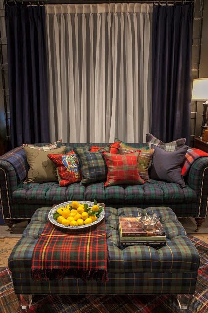 Tartan Furniture, British Style Interior, Scottish Interiors, Tartan Decor, Tweed Furniture, Scottish Decor, Masculine Interior, Scottish Homes, Style Anglais