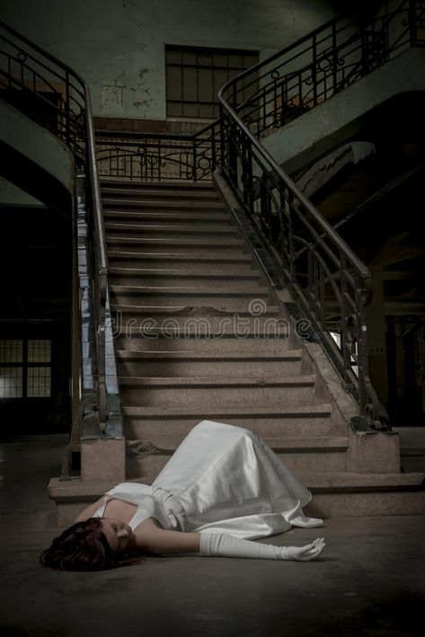 Bride fall down stairs. Bride is fallen down stairs and laying on the ground , #spon, #stairs, #fall, #Bride, #ground, #laying #ad Body Laying On The Ground Reference, Laying On Stairs Pose, Someone Laying On The Ground, On The Ground Pose Reference, Walking Down Stairs Reference, Laying On Floor Reference, Laying On Stairs, Laying On The Ground Reference, Stair Photoshoot