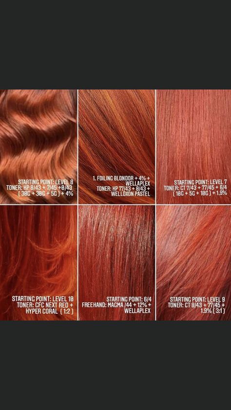 Wella Reds Chart, Wella Formulas Copper, Wella Copper Hair Color Formula, Ginger Hair Wella Formula, Wella Color Touch Formulas Copper, Wella Reds Formula, Wella Copper Formula, Cowgirl Copper Hair Formula, Wella Reds