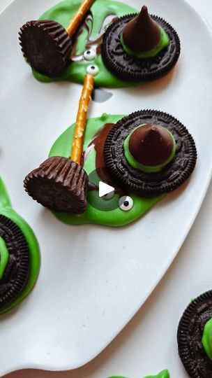 Facebook Melted Witch Cookies, Melted Witch Bark, Edible Googly Eyes, Mini Peanut Butter Cups, Brown Candy, Oil Based Food Coloring, Witch Cookie, Chocolate Melts, Fun Halloween Food