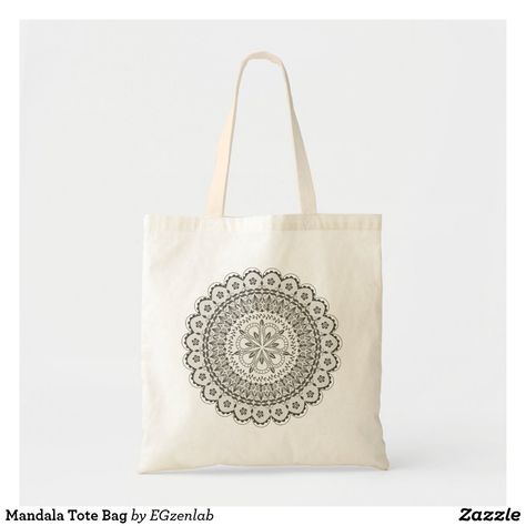 Mandala Tote Bag Crab Bag, Sun And Moon Mandala, Mandala Tote Bag, Easy Mandala, Mandala Elephant, Easy Mandala Drawing, Black White Vintage, Designs Coloring Books, Simple Mandala