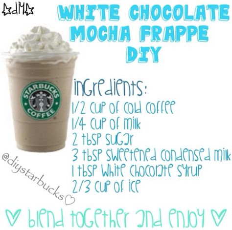 White Chocolate Mocha Frappe Double Chocolate Chip Frappuccino, Starbucks Drinks Diy, Frappe Recipe, Secret Starbucks Drinks, Mocha Frappe, Frappuccino Recipe, Starbucks Secret Menu Drinks, Starbucks Coffee Drinks, Bebidas Do Starbucks