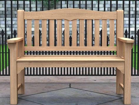 Hereford Teak Garden Bench 2 Seater - Chic Teak® | Luxury Teak Furniture Teak Garden Bench, Teak Garden Furniture, Advanced Woodworking Plans, Bench Design, Wooden Sofa Set Designs, Memorial Benches, Teak Bench, Garden Storage Shed, Backyard Sheds