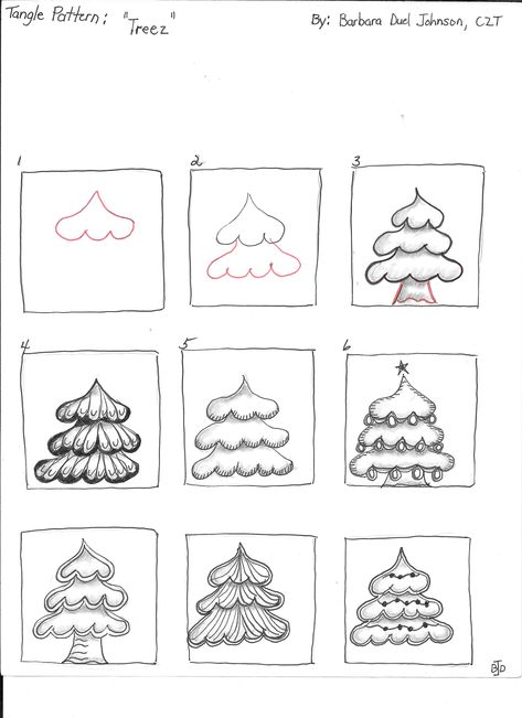 Christmas Tree Zentangle Patterns, Zentangle Christmas Patterns, Botanical Tangles, Christmas Zentangle Patterns, Organic Christmas Tree, Background Doodles, Christmas Zentangle, Easy Patterns To Draw, Organic Christmas