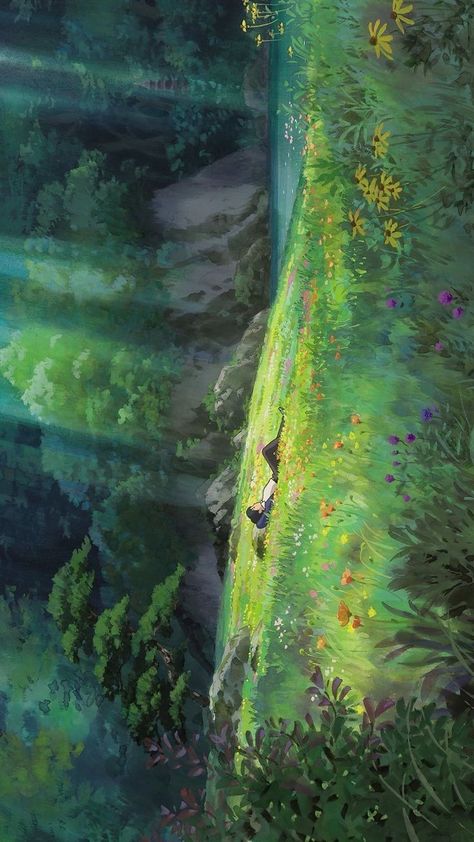 Ghilbi Nature Wallpaper, Secret Life Of Arrietty Aesthetic, The Secret World Of Arrietty Wallpaper, Studio Ghibli Core, Arrietty Wallpaper, Ghibli Green, Secret Garden Wallpaper, Ghibli Core, Notion Images