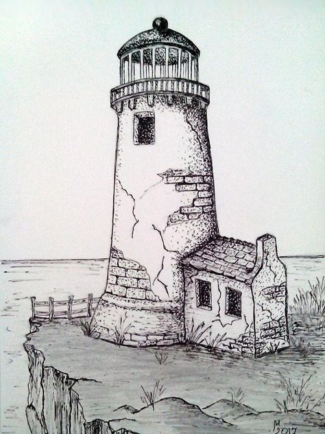 Lighthouse Sketches, Lighthouse Cartoon, Lighthouse Drawing, Drawing Sites, Landscape Pencil Drawings, Pencil Drawing Tutorials, Lighthouse Painting, Lighthouse Art, Cartoon Drawing