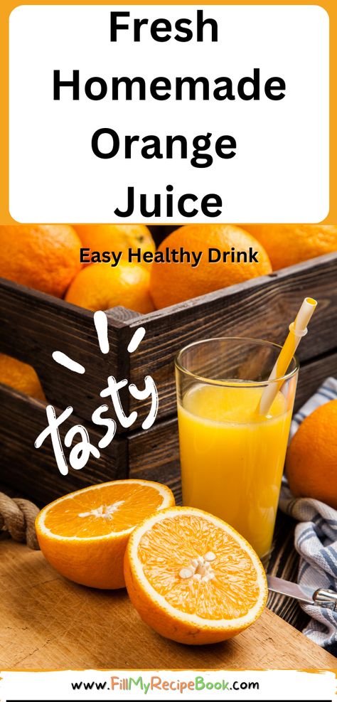 Fresh Homemade Orange Juice recipe. Healthy oranges in season, and easily hand pressed for the juice for a delicious cold drink for family. Homemade Orange Juice, Fruit Water Recipes, Orange Juice Recipes, Organic Orange Juice, Drinks Healthy, Fresh Orange Juice, Homemade Juice, Detox Juice Recipes, Freshly Squeezed Orange Juice