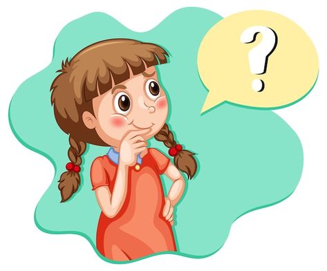 Free Vector | Free vector a girl thinking with question mark in callouts Thinking Clipart, Thinking Cartoon, Children Clipart, Funny Cartoon Characters, Kannada Movies, Kids Vector, Girl Thinking, Cartoon Drawing, Cartoon Girl