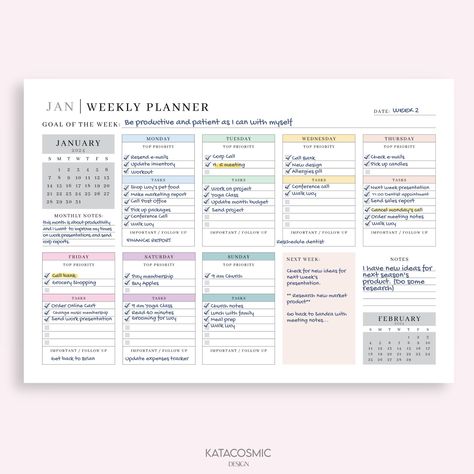 How To Do A Planner, Horizontal Weekly Planner Layout, Work Planner Ideas, Study Planner Free, Weekly Planner Layout, Work Schedule Template, Weekly Dashboard, Weekly Planner Ideas, Office Planner