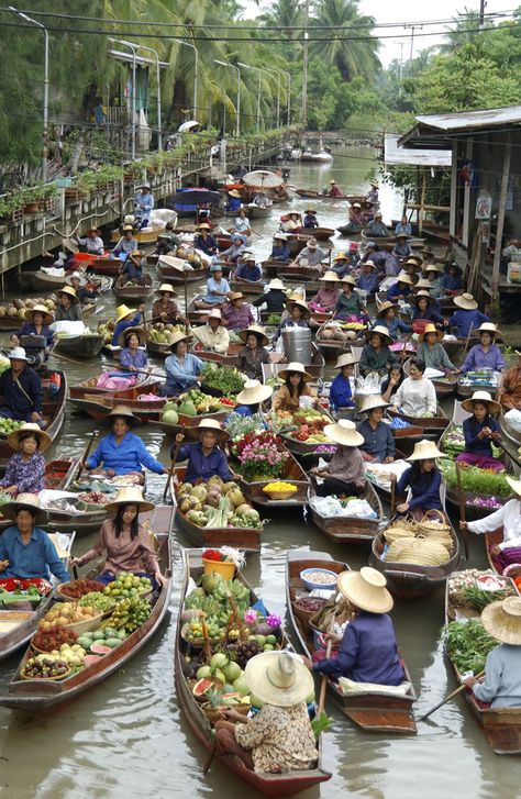 Tha Kha Floating Market. Floating Market Bangkok, Floating Market, Palau, Bhutan, Mongolia, Chiang Mai, Bangkok Thailand, Thailand Travel, Places Around The World