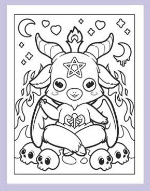 Baphomet Coloring Pages, Creepy Cute Coloring Pages, Creepy Kawaii Coloring Pages, Cute And Creepy Coloring Pages, Kawaii Baphomet, Creepy Coloring Pages, Scary Coloring Pages, Kawaii Coloring Pages, Chibi Coloring Pages