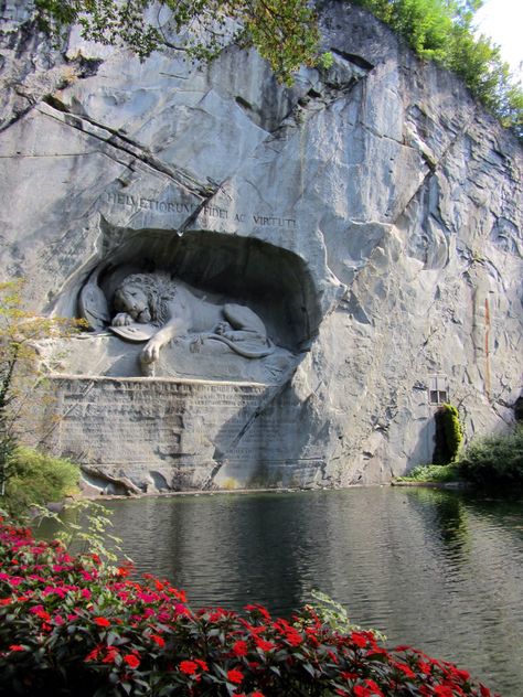 Swiss Lion. Lion of       Lion of Lucerne, Switzerland. Photo by Sonnie Burger.    Lucerne, Switzerland. Photo by Sonnie Burger. Lion Monument Lucerne, Lion Of Lucerne, Lion Monument, Travel Elements, Lucerne Switzerland, Journal Travel, Adventure Is Out There, Lucerne, Europe Trip