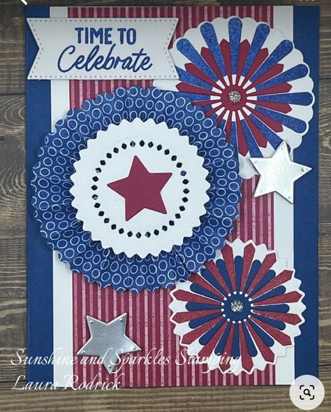 Round We Go Dies Stampin Up Cards, Stampin Up Round We Go Bundle, Su Round We Go Cards, July 4th Cards Handmade, Red White And Blue Cards, Su Round We Go, Round We Go Bundle Stampin Up Cards, Stampin Up Round We Go Cards, Round We Go Stampin Up Cards