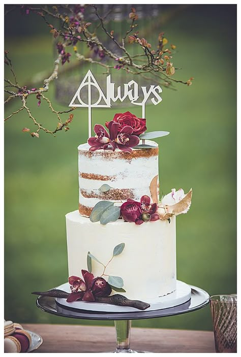 Harry Potter Themed Wedding Cake, Harry Potter Cake Wedding, Harry Potter Wedding Cake Ideas, Harry Potter Bridal Shower Cake, Wedding Cake Harry Potter, Always Cake Topper, Harry Potter Wedding Cake, Harry Potter Cake Topper, Boda Harry Potter