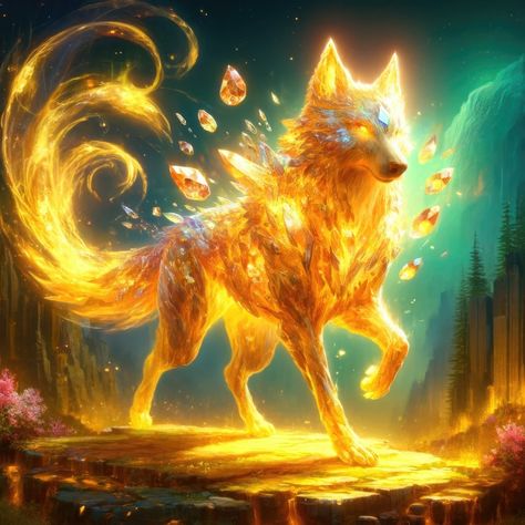 Mystical Gem Wolves 💎🐺 #aiart #aiartworks #aiartdaily #generativeart #aiartcommunity #digitalart #generatedart #digitalpainting #artwork #digitalartist #characterdesign #fantasyart #fantasyartwork #fantasy #elemental #wolf #gemstone #legends Wolf God Fantasy Art, Water Element Animals, Fantasy Wolf Mythical Creatures, Elemental Wolves, Elemental Wolf, Wolf Fantasy Art, Baby Dragon Art, Golden Wolf, Cute Wolf Drawings