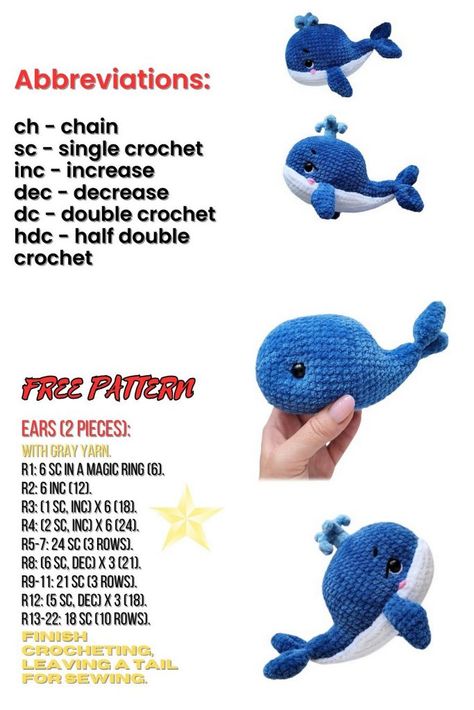 Blue Whale Amigurumi Free Pattern - Crochet Tutorial - Free Amigurumi Crochet Patterns Crochet Blue Projects, Blue Whale Crochet Pattern Free, Ocean Amigurumi Free Pattern, Crochet Blue Yarn Ideas, Dark Blue Crochet Ideas, Crochet Blue Amigurumi, Crochet Ideas With Blue Yarn, Amigurumi Whale Free Pattern, Whale Amigurumi Pattern Free