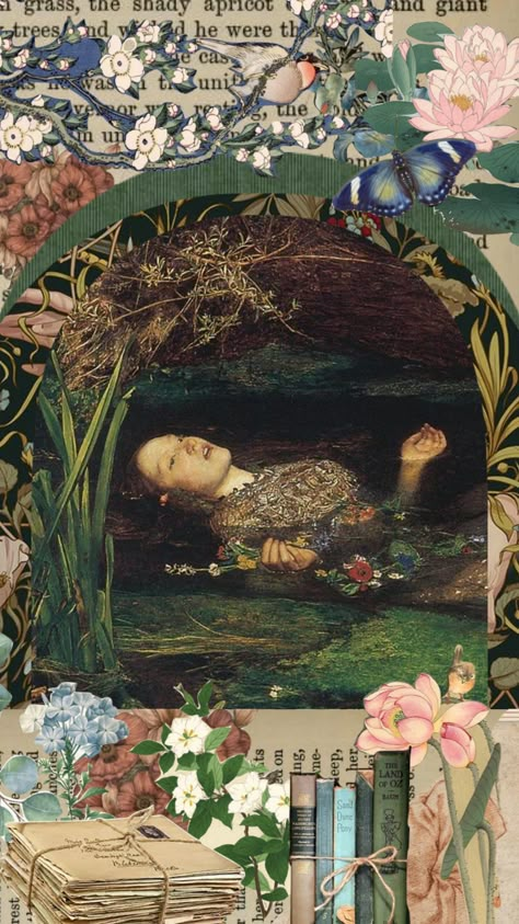 Ophelia Ophelia Hamlet, Ophelia Painting, Recital Poster, Goddess Aesthetic, Nature Collage, Painting Wallpaper, Wallpaper Iphone Cute, Pretty Wallpapers, Your Aesthetic