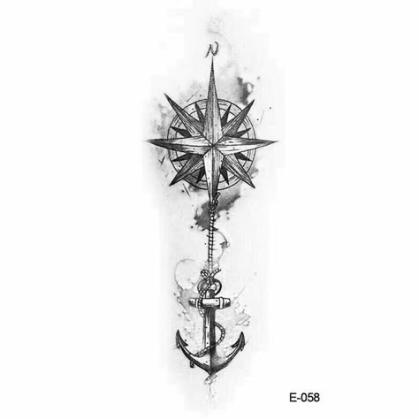 Nautical Back Tattoo, Compass Tattoo Design Men, Hsv Tattoo, Compass And Anchor Tattoo, Uncharted Tattoo, Anchor Compass Tattoo, Arrow Compass Tattoo, Nautical Compass Tattoo, Arrow Tattoos For Women