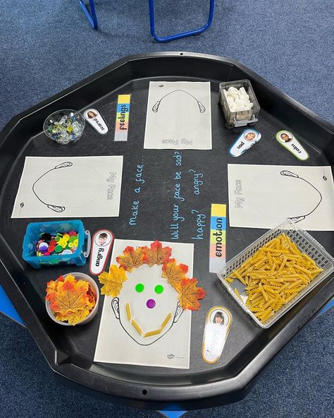 Me Myself And I Topic Eyfs, Marvellous Me Tuff Tray, Tinker Tuesday Ideas, Nurture Room Activities, Marvellous Me Activities, Feelings Tuff Tray, Eyfs Family Activity, All About Me Eyfs Continuous Provision, Tuff Tray Ideas All About Me