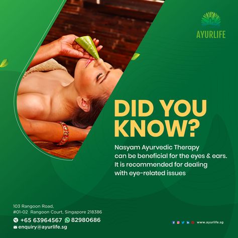 Nasyam Ayurvedic Therapy Ayurvedic Clinic, Ayurvedic Therapy, Ayurveda Life, Myth Busters, Festival Dates, Instagram Grid, Ayurvedic Medicine, Ads Creative, Media Post