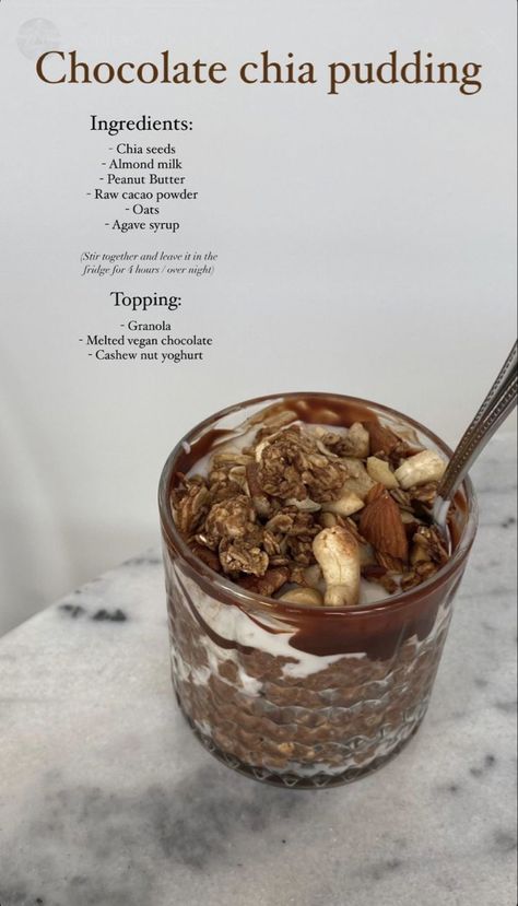 Chia Pudding Recipe, Chocolate Chia Pudding, Healthy Food Dishes, Soft Life, Healthy Lifestyle Food, Healthy Food Motivation, Healthy Sweets Recipes, Feeling Hungry, Pudding Recipe